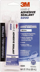 3M - 3 oz Tube White Polyurethane Marine Adhesive Sealant - 190°F Max Operating Temp, 48 hr Tack Free Dry Time - All Tool & Supply