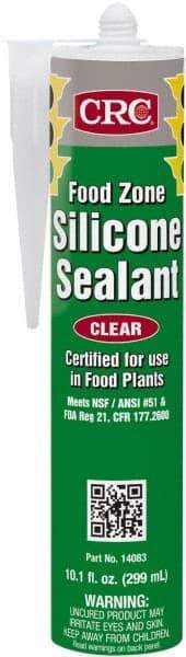 CRC - 10.1 oz Cartridge Clear Hydroxy-Terminated Polydimethylsiloxane/Silica Food Grade Silicone Sealant - -70 to 400°F Operating Temp, 60 min Tack Free Dry Time, 24 hr Full Cure Time - All Tool & Supply