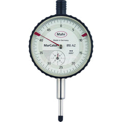 Mahr - Dial Drop Indicators; Maximum Measurement (Inch): 0.4 ; Maximum Measurement (mm): 10 ; Dial Graduation (mm): 0.0100 ; Dial Graduation (Decimal Inch): 0.000500 ; Dial Reading: 0-50 ; Dial Diameter (mm): 50.00 - Exact Industrial Supply