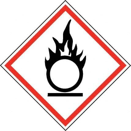 NMC - Hazardous Materials Label, Header: Oxidizer Warning - Legend: GHS - Graphic, English, Black & Red, 4" Long x 4" High, No Coating - All Tool & Supply