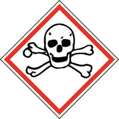 NMC - Hazardous Materials Label, Header: Toxic Warning - Legend: GHS - Graphic, English, Black & Red, 4" Long x 4" High, No Coating - All Tool & Supply