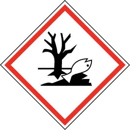 NMC - Hazardous Materials Label, Header: Dangerous for Environment Warning - Legend: GHS - Graphic, English, Black & Red, 4" Long x 4" High, No Coating - All Tool & Supply