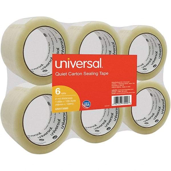 UNIVERSAL - 48mm Wide x 2mm Thick x 100m Long, 73000 Box Sealing & Label Protection Tape - Clear - All Tool & Supply