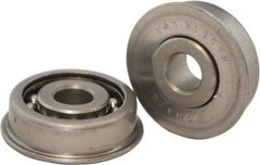 USDI - 1 Row, 1-3/8" OD, 1/2" Bore Diam, Round Open Conveyor Roller Bearing - 120 Lb Capacity, 550 Max RPM, with Flange, Steel with Steel Housing - All Tool & Supply