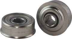 USDI - 1 Row, 2.265" OD, 11/16" Hex Single Seal Conveyor Roller Bearing - 425 Lb Capacity, 550 Max RPM, with Flange, Steel with Zinc Housing - All Tool & Supply