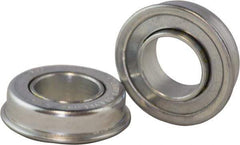 USDI - 1 Row, 1-1/8" OD, 1/2" Bore Diam, Round Open Conveyor Roller Bearing - 43 Lb Capacity, 550 Max RPM, with Flange, Steel with Zinc Housing - All Tool & Supply