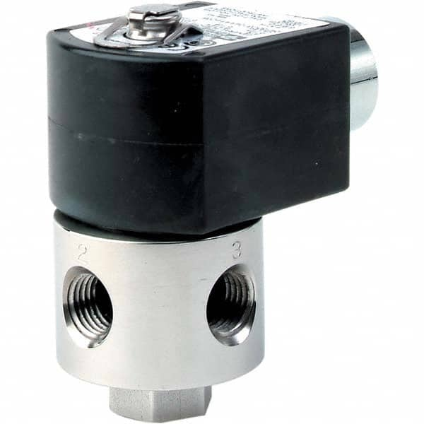 Parker - 120/60 - 110/50 VAC 1/8" NPT Port Brass Three-Way Direct Acting Solenoid Valve - All Tool & Supply