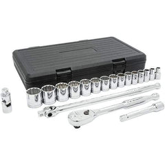 GearWrench - 19 Piece 1/2" Drive Chrome Finish Socket Set - 12 Points, 3/8" to 1-1/4" Range, Inch Measurement Standard - All Tool & Supply