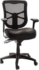 ALERA - 42-7/8" High Mid Back Chair - 25" Wide x 27-5/8" Deep, Leather Seat, Black - All Tool & Supply