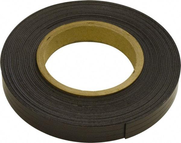 Mag-Mate - 300" Long x 1" Wide x 1/32" Thick Flexible Magnetic Strip - 8 Lb Max Pull Force, 4 Linear Ft/Lb Magnetic Pull Force, Plain Back, Dark Brown - All Tool & Supply