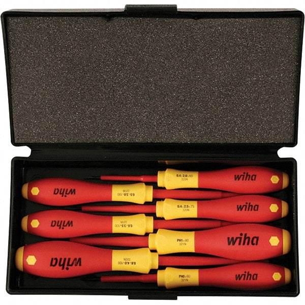 Wiha - 7 Piece Slotted, Phillips & Square Screwdriver Set - Bit Sizes: Philips #0 & #1, Comes in Box - All Tool & Supply