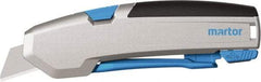 Martor USA - Springback Retractable Utility Knife - 1" Carbon Steel Blade, Silver & Blue Aluminum Handle, 1 Blade Included - All Tool & Supply