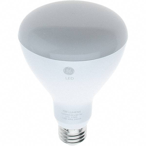 GE Lighting - 10 Watt LED Flood/Spot Medium Screw Lamp - 2,700°K Color Temp, 700 Lumens, 120 Volts, Dimmable, BR30, 25,000 hr Avg Life - All Tool & Supply