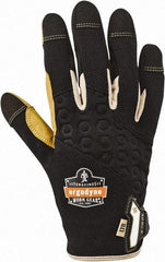 Ergodyne - Size 2XL (11) Polyester Blend Work Gloves - For Mechanic's & Lifting, Uncoated, Hook & Loop Cuff, Full Fingered, Black/Tan, Paired - All Tool & Supply