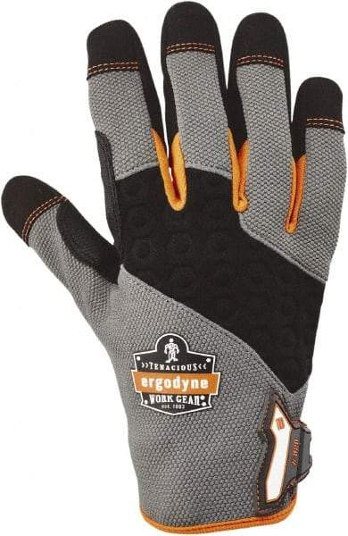 Ergodyne - Size L (9) Polyester Blend Work Gloves - For Mechanic's & Lifting, Uncoated, Hook & Loop Cuff, Full Fingered, Black/Gray, Paired - All Tool & Supply