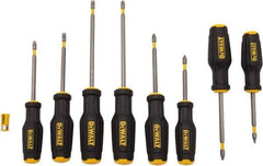 DeWALT - 8 Piece Phillips, Slotted & Square Screwdriver Set - Ergonomic & Bi-material Handle, Blade Sizes: Length 3 to 6, Width 3/16, 1/4 & 5/16, Bit Sizes: Philips #1 to #3 - All Tool & Supply