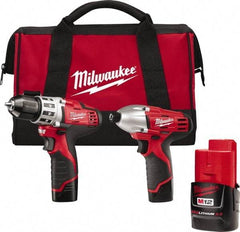 Milwaukee Tool - 12 Volt Cordless Tool Combination Kit - Includes 1/4" Hex Impact Driver & 3/8" Drill/Driver, Lithium-Ion Battery Included - All Tool & Supply