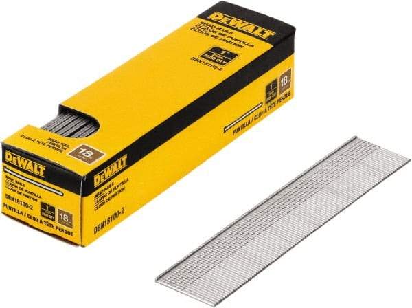 DeWALT - 18 Gauge 1" Long Brad Nails for Power Nailers - Steel, Bright Finish, Smooth Shank, Straight Stick Collation, Brad Head, Chisel Point - All Tool & Supply