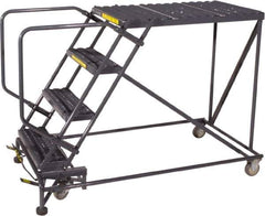 Ballymore - 40" 4 Step Single Entry Work Platform - Rolling Work Platform, 800 Lb Capacity, 40" Platform Height, 38" Base Width x 90" Base Depth, Heavy-Duty Serrated Grating - All Tool & Supply