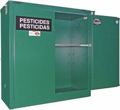 Securall Cabinets - 2 Door, 1 Shelf, Green Steel Standard Safety Cabinet for Flammable and Combustible Liquids - 46" High x 43" Wide x 18" Deep, Self Closing Door, 3 Point Key Lock, 30 Gal Capacity - All Tool & Supply