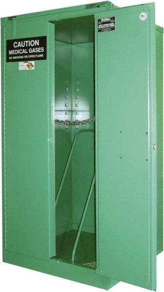 Securall Cabinets - 1 Door, Green Steel Standard Safety Cabinet for Flammable and Combustible Liquids - 46" High x 43" Wide x 18" Deep, Self Closing Door, 3 Point Key Lock, H Cylinder Capacity - All Tool & Supply