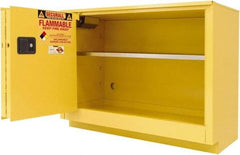 Securall Cabinets - 2 Door, 1 Shelf, Yellow Steel Under the Counter Safety Cabinet for Flammable and Combustible Liquids - 35-5/8" High x 47" Wide x 22" Deep, Sliding Door, 3 Point Key Lock, 36 Gal Capacity - All Tool & Supply