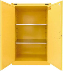 Securall Cabinets - 2 Door, 2 Shelf, Yellow Steel Standard Safety Cabinet for Flammable and Combustible Liquids - 67" High x 43" Wide x 31" Deep, Self Closing Door, 3 Point Key Lock, 90 Gal Capacity - All Tool & Supply