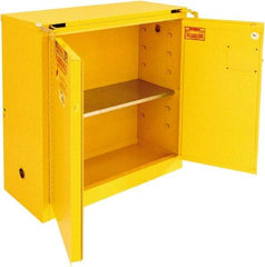 Securall Cabinets - 2 Door, 1 Shelf, Yellow Steel Standard Safety Cabinet for Flammable and Combustible Liquids - 46" High x 43" Wide x 18" Deep, Self Closing Door, 3 Point Key Lock, 30 Gal Capacity - All Tool & Supply