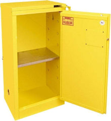 Securall Cabinets - 1 Door, 1 Shelf, Yellow Steel Standard Safety Cabinet for Flammable and Combustible Liquids - 46" High x 23-3/16" Wide x 18" Deep, Self Closing Door, 3 Point Key Lock, 16 Gal Capacity - All Tool & Supply