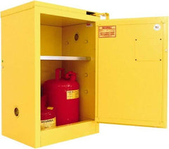 Securall Cabinets - 1 Door, 1 Shelf, Yellow Steel Standard Safety Cabinet for Flammable and Combustible Liquids - 37" High x 24" Wide x 18" Deep, Self Closing Door, 3 Point Key Lock, 12 Gal Capacity - All Tool & Supply