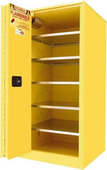 Securall Cabinets - 2 Door, 5 Shelf, Yellow Steel Standard Safety Cabinet for Flammable and Combustible Liquids - 65" High x 31" Wide x 31" Deep, Sliding Door, 3 Point Key Lock, 120 Gal Capacity - All Tool & Supply