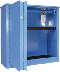 Securall Cabinets - 2 Door, 1 Shelf, Blue Steel Standard Safety Cabinet for Corrosive Chemicals - 44" High x 43" Wide x 18" Deep, Sliding Door, 3 Point Key Lock, 30 Gal Capacity - All Tool & Supply