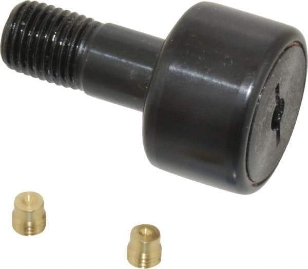 Accurate Bushing - 1" Roller Diam x 5/8" Width, 7/16" Stud Diam x 1" Length, Stud Cam Follower - Steel, 1/2" Thread Length, 7/16-20 Thread, 1-5/8" OAL, 3,030 Lb Dynamic Cap, 3,100 Lb Static Cap - All Tool & Supply