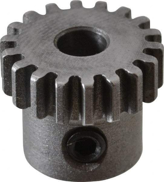 Boston Gear - 32 Pitch, 9/16" Pitch Diam, 18 Tooth Spur Gear - 0.188" Face Width, 3/16" Bore Diam, 0.45" Hub Diam, 14.5° Pressure Angle, Steel - All Tool & Supply