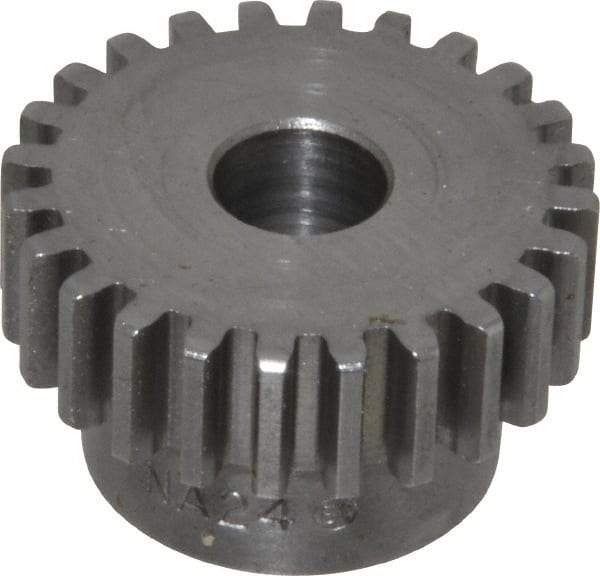 Boston Gear - 20 Pitch, 1.2" Pitch Diam, 24 Tooth Spur Gear - 3/8" Face Width, 3/8" Bore Diam, 0.92" Hub Diam, 14.5° Pressure Angle, Steel - All Tool & Supply