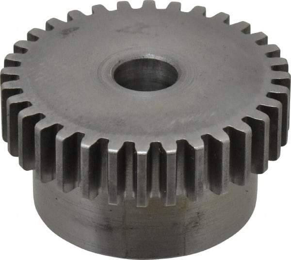 Boston Gear - 20 Pitch, 1.6" Pitch Diam, 32 Tooth Spur Gear - 3/8" Face Width, 3/8" Bore Diam, 1.32" Hub Diam, 14.5° Pressure Angle, Steel - All Tool & Supply