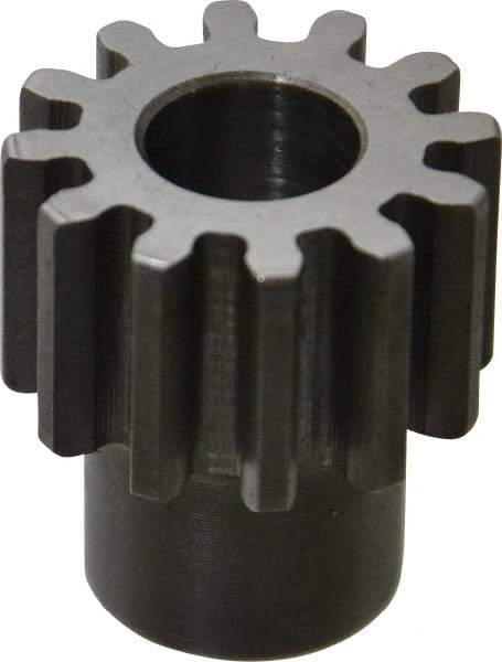 Boston Gear - 16 Pitch, 3/4" Pitch Diam, 12 Tooth Spur Gear - 1/2" Face Width, 3/8" Bore Diam, 0.56" Hub Diam, 14.5° Pressure Angle, Steel - All Tool & Supply