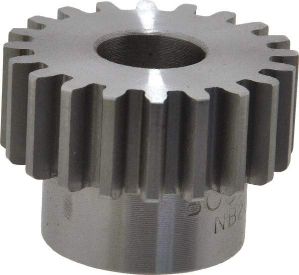 Boston Gear - 16 Pitch, 1-1/4" Pitch Diam, 20 Tooth Spur Gear - 1/2" Face Width, 1/2" Bore Diam, 0.96" Hub Diam, 14.5° Pressure Angle, Steel - All Tool & Supply