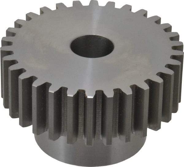 Boston Gear - 10 Pitch, 3" Pitch Diam, 30 Tooth Spur Gear - 1" Face Width, 3/4" Bore Diam, 2.02" Hub Diam, 14.5° Pressure Angle, Steel - All Tool & Supply