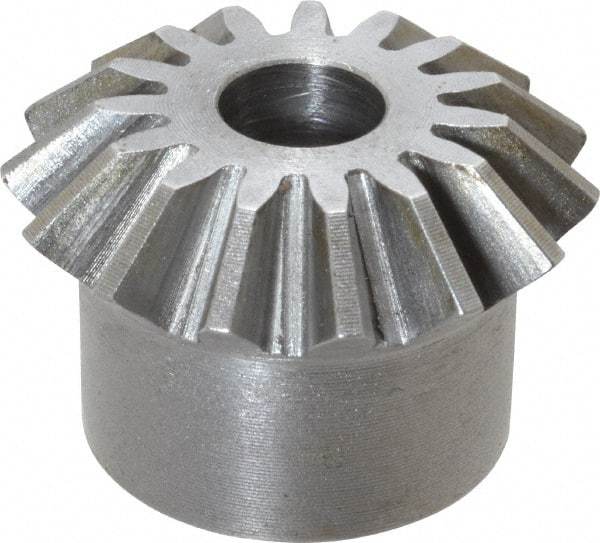 Boston Gear - 12 Pitch, 1-1/4" Pitch Diam, 15 Tooth Miter Gear - 0.29" Face Width, 3/8" Bore Diam, 1" Hub Diam, 20° Pressure Angle, Steel - All Tool & Supply