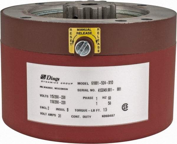 Dings Dynamics Group - 115/230 Volts at 60 Hertz, 1-1/2 Ft./Lb. Torque Disc Brake - 56C Frame, 5/8" Hub Bore, NEMA 2 Enclosure - All Tool & Supply