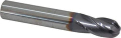 Niagara Cutter - 9/16" Diam, 1-1/8" LOC, 4 Flute Solid Carbide Ball End Mill - TiAlN Finish, Single End, 3-1/2" OAL, 9/16" Shank Diam, Spiral Flute - All Tool & Supply