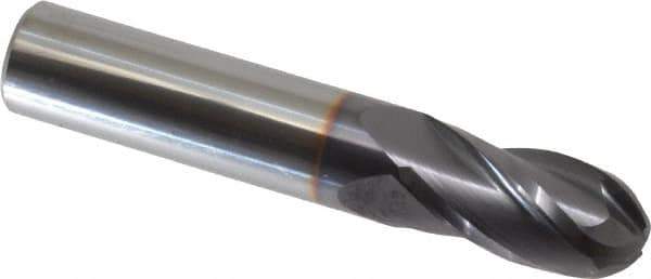 Niagara Cutter - 5/8" Diam, 1-1/4" LOC, 4 Flute Solid Carbide Ball End Mill - TiAlN Finish, Single End, 3-1/2" OAL, 5/8" Shank Diam, Spiral Flute - All Tool & Supply