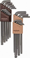 Paramount - 22 Piece L-Key Ball End Hex Key Set - Hex Range 0.05 to 3/8", 7-1/4" OAL, Steel - All Tool & Supply