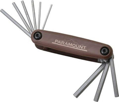 Paramount - 9 Piece Fold-Up Hex Key Set - Hex Range 5/64 to 1/4", 4-1/2" OAL, Steel - All Tool & Supply