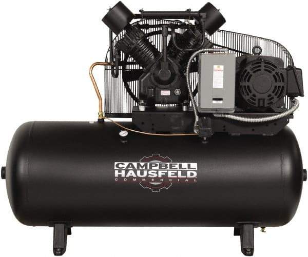 Campbell Hausfeld - 15 hp, 120 Gal Stationary Electric Horizontal Screw Air Compressor - Three Phase, 175 Max psi, 50 CFM, 208-230/460 Volt - All Tool & Supply