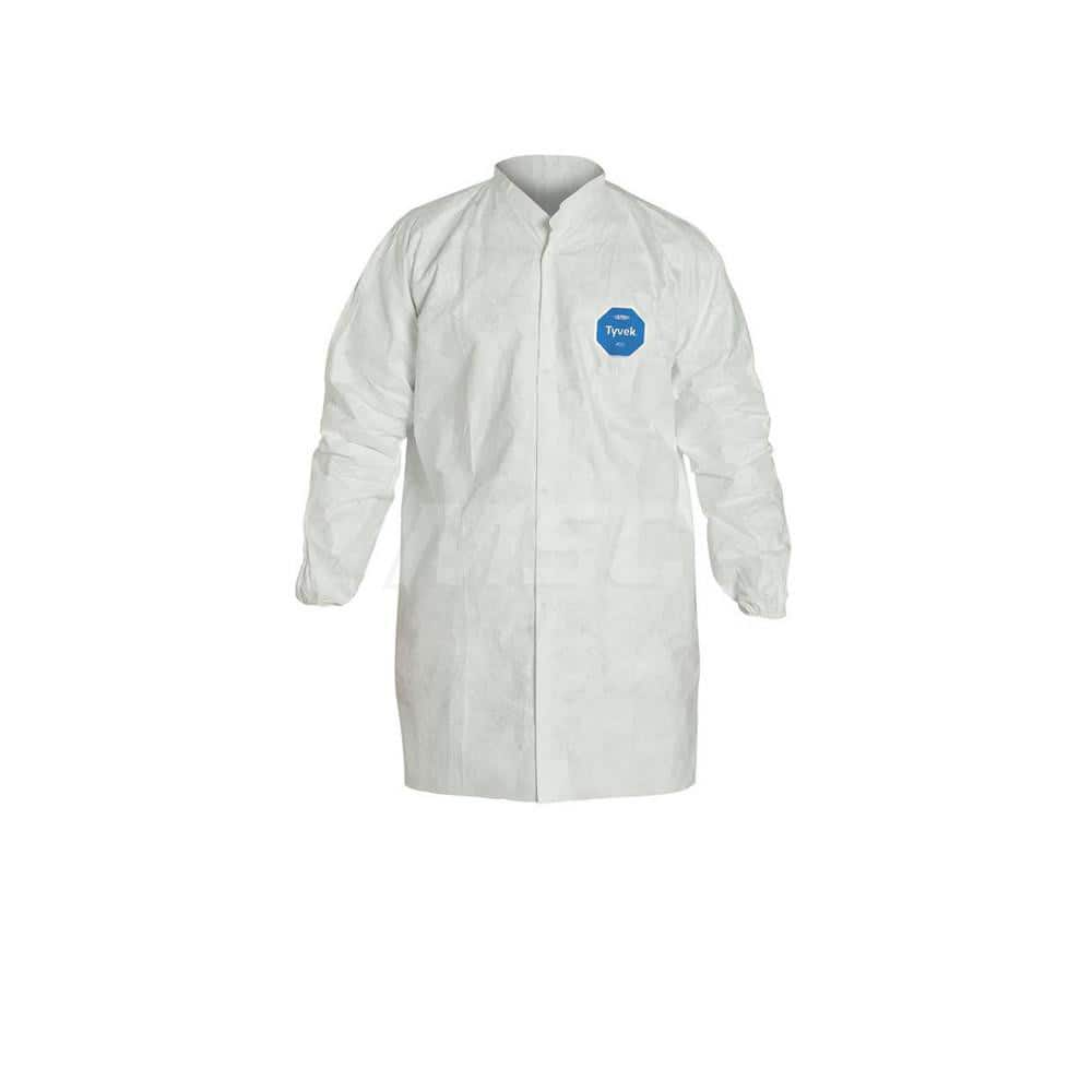 Lab Coat: 1.2 oz/sq yd, Size Medium White, Chemical-Resistant