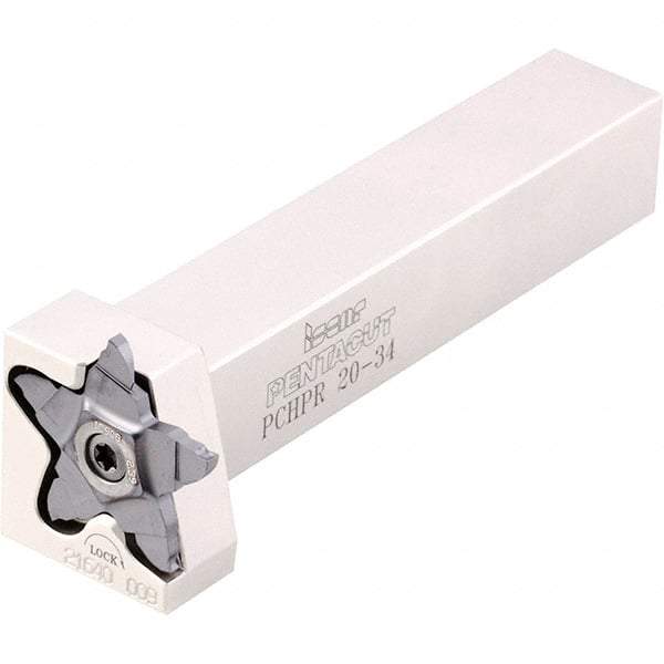 Iscar - External Thread, 0.3937" Max Depth of Cut, 1.4mm Min Groove Width, 5" OAL, Right Hand Indexable Grooving Cutoff Toolholder - 3/4" Shank Height x 3/4" Shank Width, PENTA 34.. Insert Style, PCHP Toolholder Style, Series PentaCut - All Tool & Supply