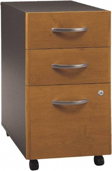 Bush Business Furniture - 15-3/4" Wide x 27.88" High x 20-1/4" Deep, 3 Drawer Pedestal - Laminate Over Wood, Natural Cherry & Graphite Gray - All Tool & Supply