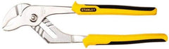 Stanley - 10-1/2" OAL, 1-1/4" Jaw Length, 7 Position Groove Joint Tongue & Groove Pliers - Serrated Curved Jaws, Curved Head, Dual Dipped Handles - All Tool & Supply